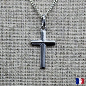 Croix catholique pendentif argent 925 massif | crucifix unisexe | bijou religieux avec chaîne optionnelle