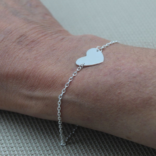 Bracelet Cœur en Argent 925, bijoux fait main pour femme.