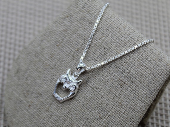 Pendentif Chouette, Pendentif en Argent 925, Pendentif Chaîne, Collier Chouette, Pendentif Animal, Collier Animal, Collier Minimaliste