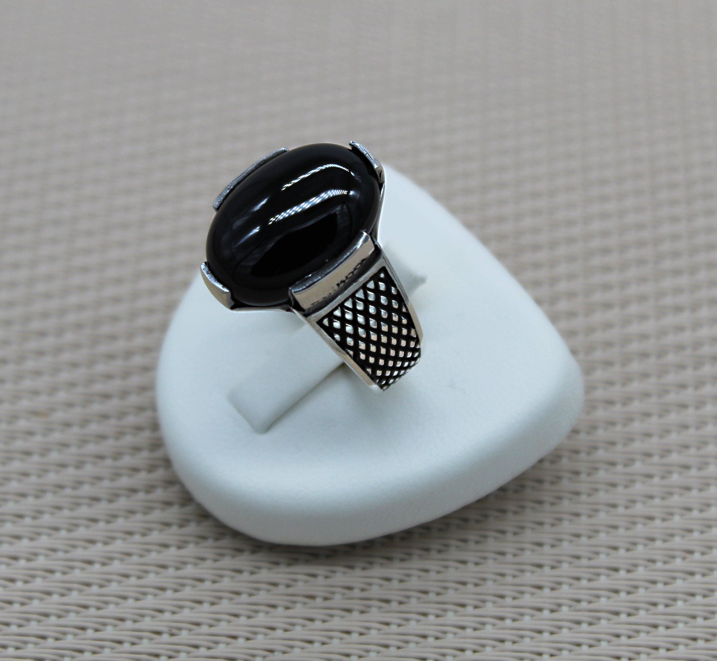 Anillo de plata para hombre y piedra negra semipreciosa. Etsy España