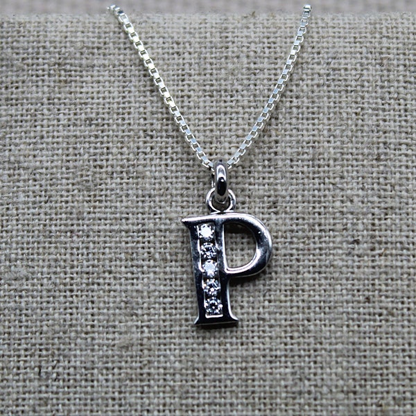 Pendentif Lettre P, Collier Lettre P, Pendentif Argent, Pendentif Initial, Pendentif Zirconium Cubique, Pendentif Alphabet, Bijoux Initiaux