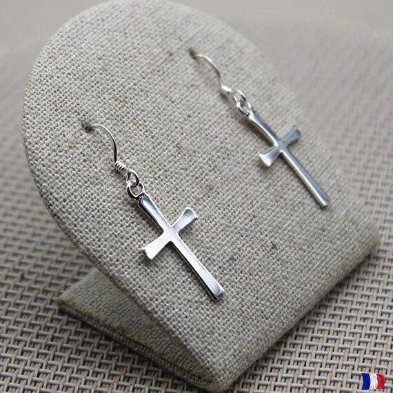 Boucles D'oreilles Puces Croix 9 Mm - Argent Sterling 925, Marque CENTMILLE, Neuf