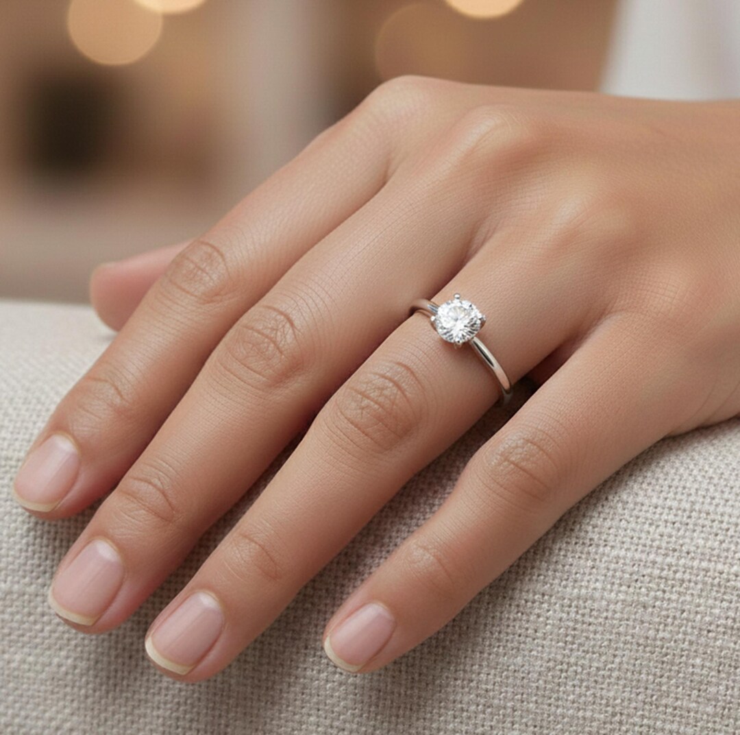Bague Argent Massif Solitaire Zirconium – Taille 60 – Bijou élégant Intemporel
