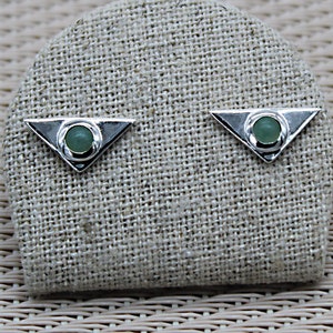 Orecchini in avventurina, orecchini triangolari, orecchini in argento 925 rodiato, orecchini con pietre verdi, Orecchini popolari