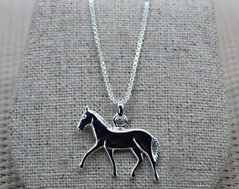Horse Necklace, Equestrian Pendant, Animal Pendant, Sterling Silver Chain, 925 Sterling Silver Pendant, Pendant For Rider, Horse Jewelry