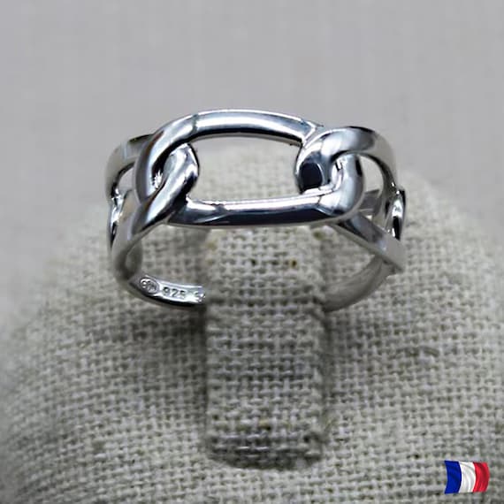 Sterling Silver Chain Ring – 925 Silver Band 10mm Wide – Unisex 