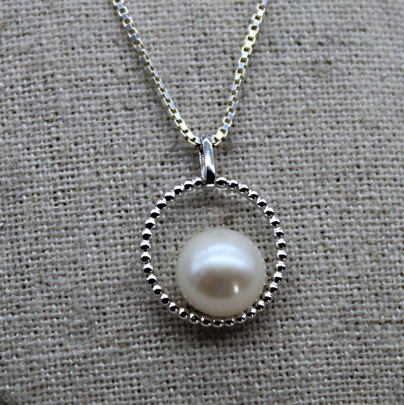 Chaîne Argent 925 (45cm) Avec Pendentif Perle Synthétique - Occasion