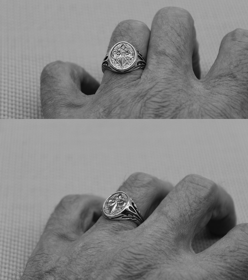 Chevalière Fleur de Lys, Bague en Argent 925, Bague de Lys, Chevalière Pour Homme, Chevalière en Argent, Bague Royale, Bijoux Pour Hommes image 2