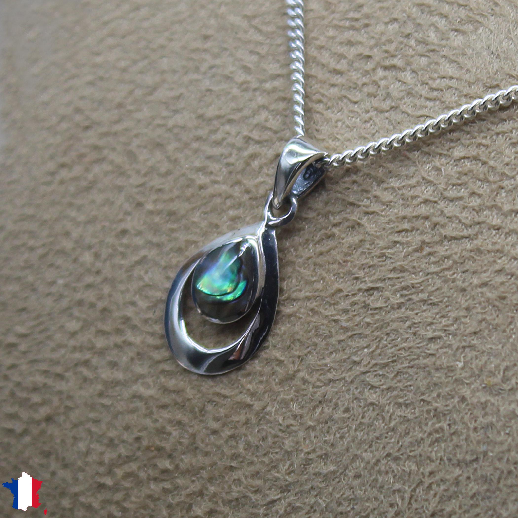 Pendentif rond en nacre 65 mm gris x1 - Formes en nacre - Perles de nacre - Perles Naturelles