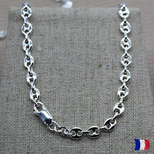 Collar de granos de café, cadena de granos de café, cadena de plata pesada, Cadena de collar para mujer, cadena grande, cadena de 45 cm