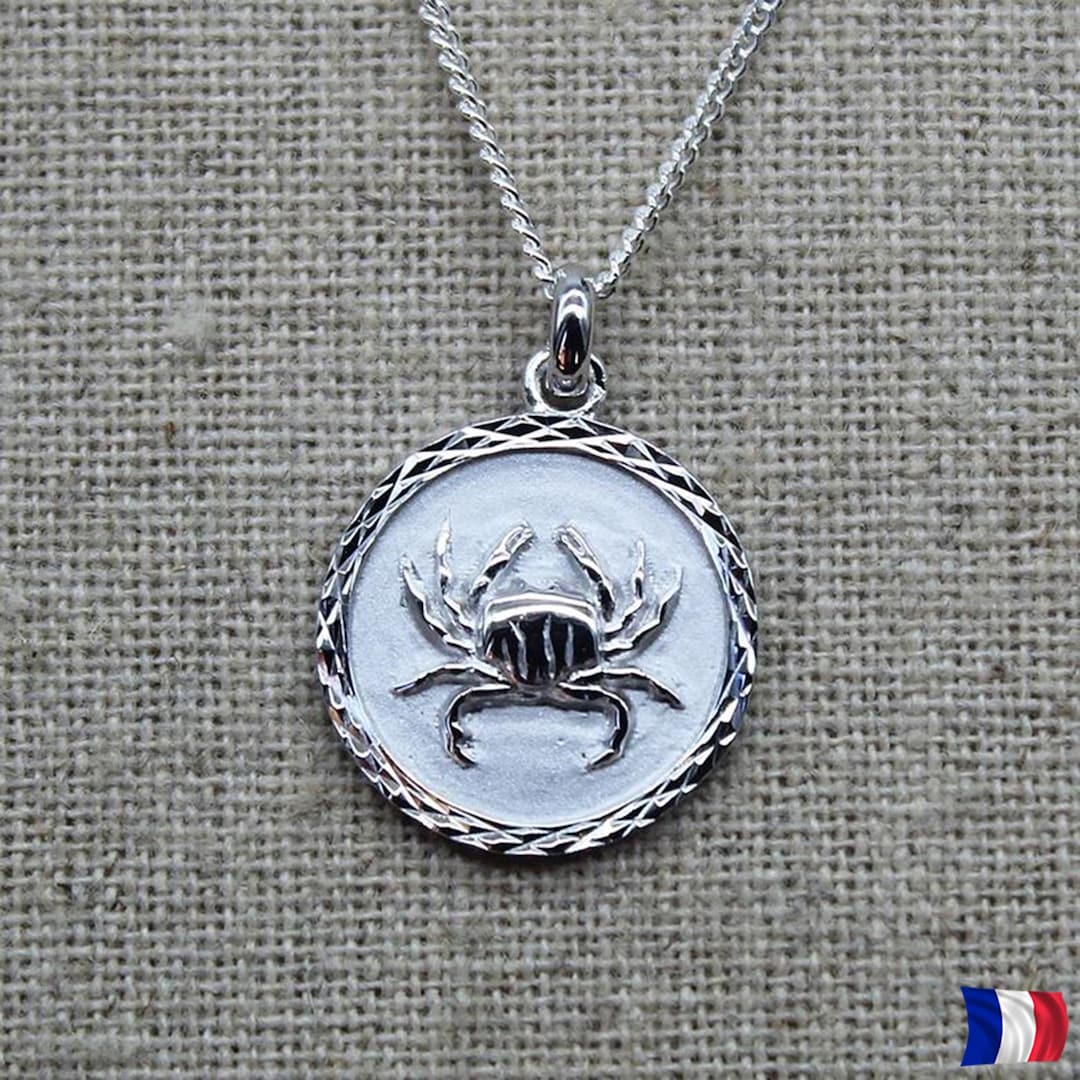 Cancer Zodiac Sign Pendant Necklace Solid 925 Sterling Silver ...