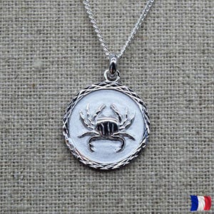 Pendentif Cancer En Argent Massif - Signe Astrologique - Occasion - Couleur Argenté