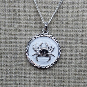 Sterling silver pendant Cancer zodiac sign, Cancer astrological necklace, handmade, Baptism gift, Astrology jewelry for Women, Men