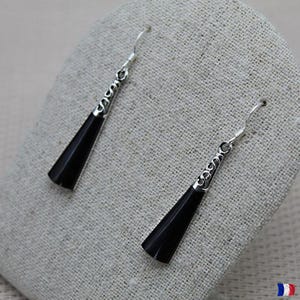 Pendientes de ónix negro, Pendientes de plata esterlina, Pendientes individuales, Pendientes calados, Pendientes agosto, Pendientes zodiaco
