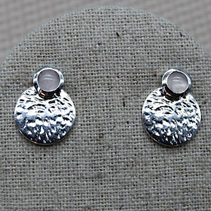Rose Quartz Earrings, Hammered Earrings, Openwork Earrings, Rhodium Silver Earrings, Aesthetic Earrings, Zodiac Earrings, Wedding Earrings