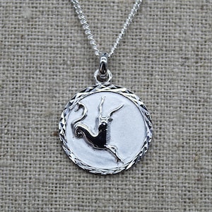 Sterling Silver Capricorn Zodiac Sign Pendant, Handmade Capricorn Astrological Necklace, Baptism Gift, Astrology Jewelry