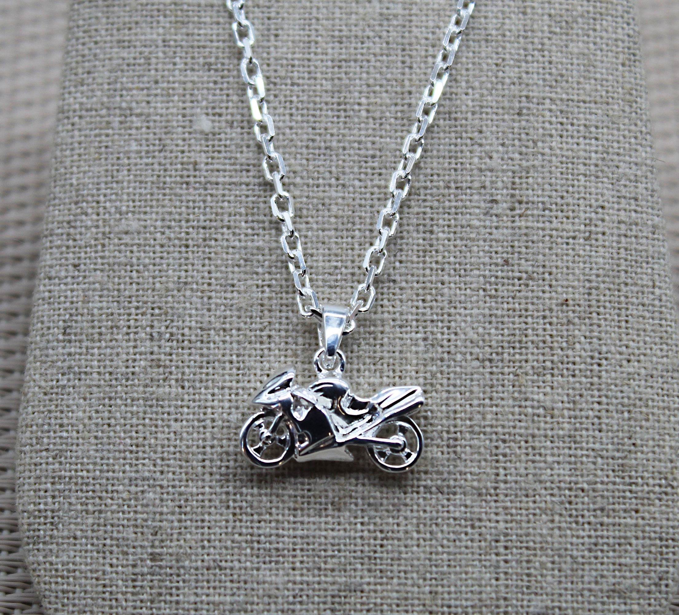 Motorrad Anhänger, 925 Silber Anhänger, Motorrad Halskette, Silber  Halskette, Sterling Silber Kette, Kettenhalskette, Anhänger Halskette