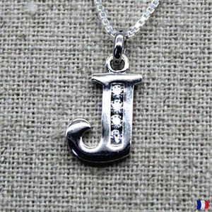 Ketting met de letter J in 925 zilver met zirkonen - hanger met de letter J voor dames - fonkelende naamsieraden - gepersonaliseerd cadeau - kettingoptie