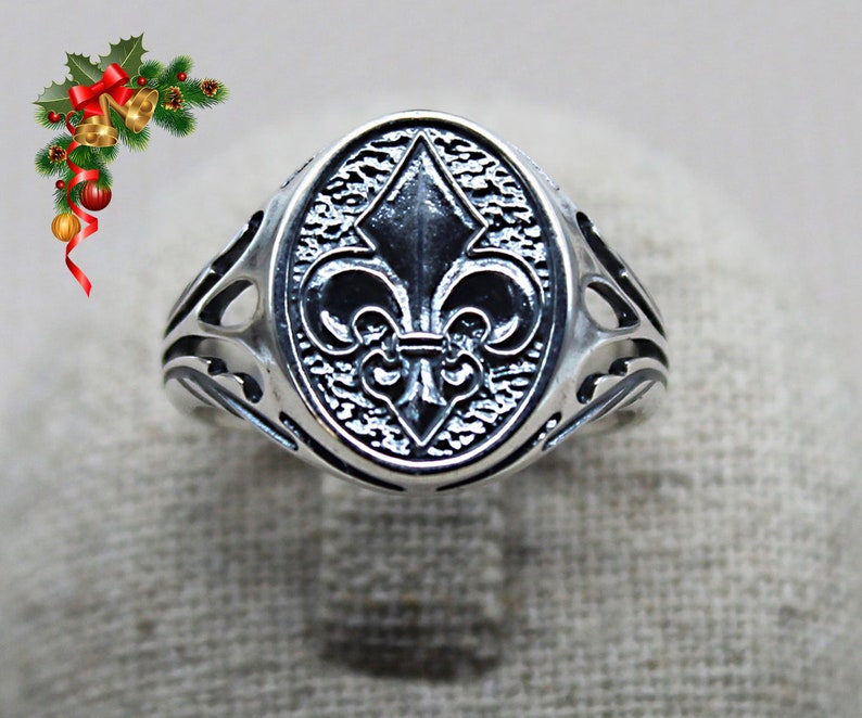 Chevalière Fleur de Lys, Bague en Argent 925, Bague de Lys, Chevalière Pour Homme, Chevalière en Argent, Bague Royale, Bijoux Pour Hommes image 9