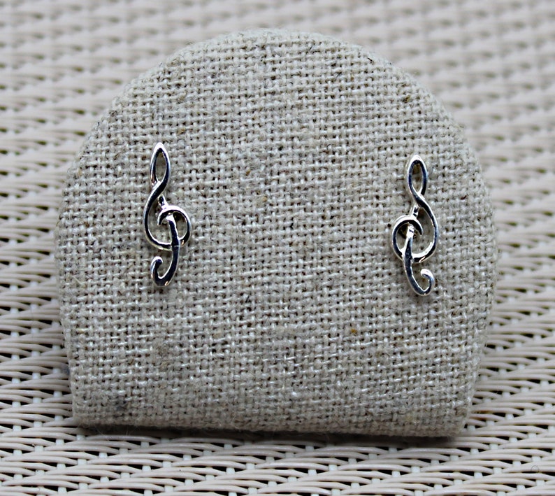 Clef de Sol Earrings, Sterling Earrings, Music Earrings, Women Earrings, Music Note Earrings, Small Earrings, Modern jewelry image 1