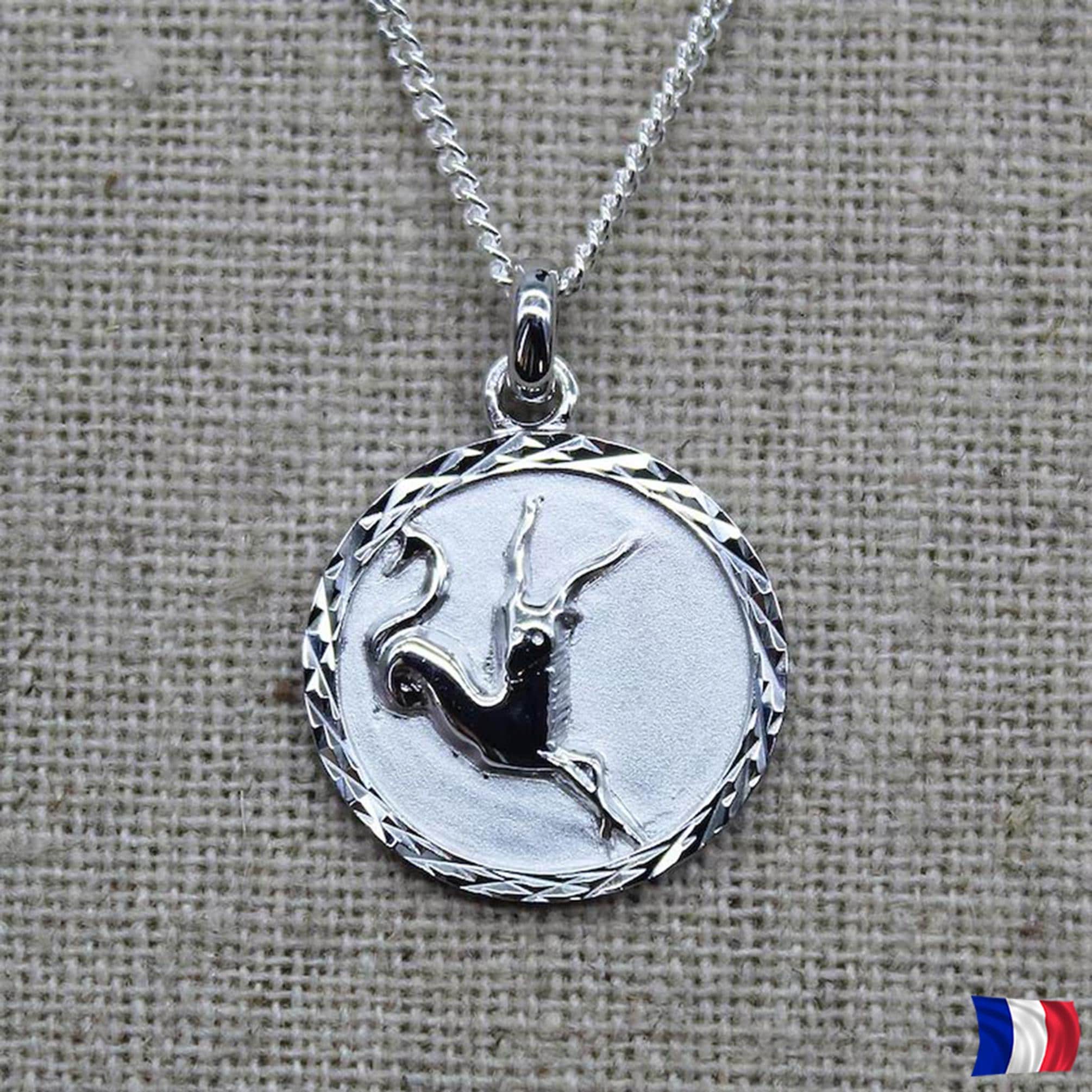 Pendentif Capricorne En Argent Massif - Occasion, Couleur Argenté - Bijou Astrologique