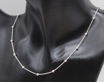 Neck Chain, Silver Chain, Short Necklace, Silver Necklace, Ball Necklace, Ball Chain, 17.72 inches Chain, Dainty Chain, Womens Jewelry