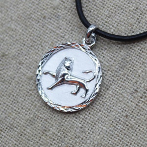 925 Sterling Silver Leo Zodiac sign pendant with or without leather cord, handmade Leo astrological necklace, Astrology jewelry