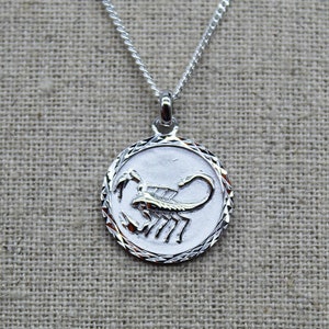 Sterling Silver Scorpio Zodiac Sign Pendant, Handmade Scorpio Astrological Necklace, Baptism Gift, Astrology Jewelry