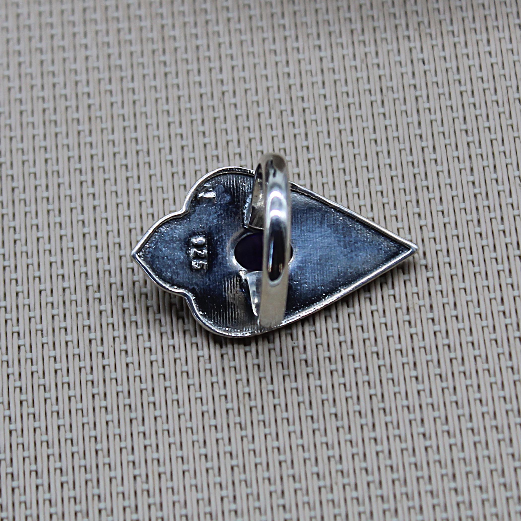 Bague En Argent 925 Et Améthyste - Monture Ciselée, Taille 58, Référence BA-AR-51 (neuf)