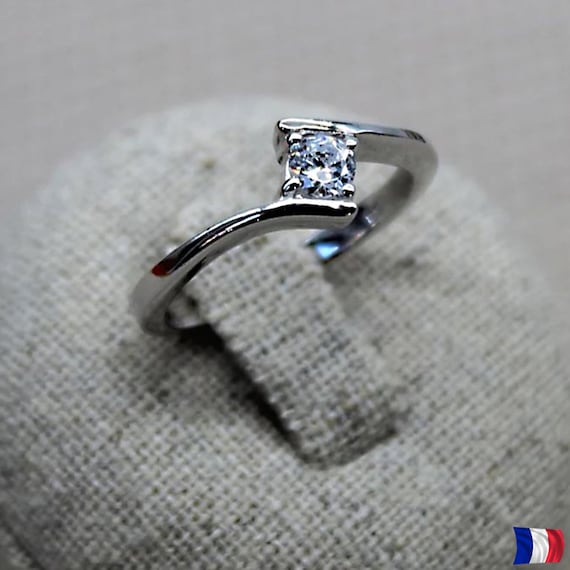 Bague Argent 925 Avec Zircon - Taille 57, Occasion, Bijou Argent Massif