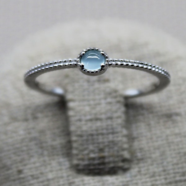 Small Blue Agate Ring, 925 Silver Ring, Minimalist Ring, Stone Ring, Stacking Ring, Thin Ring, Women Ring, Stone Jewelry, Dainty Jewelry