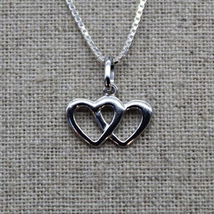 Double Heart Necklace, Silver Necklace, Double Heart Pendant, Silver Pendant, Necklace Chain, Necklace Pendant, Women Jewelry