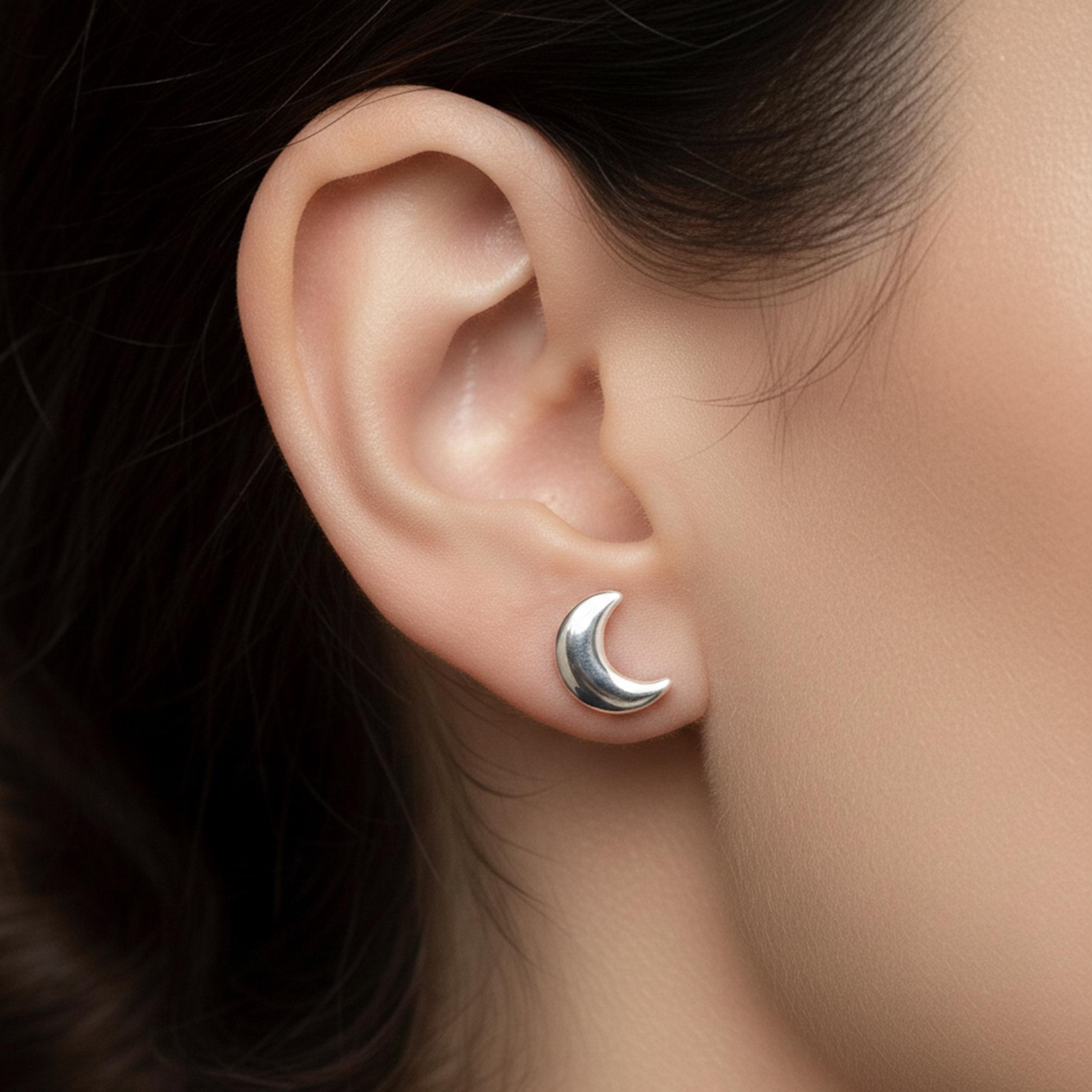 Boucles D'oreilles Puces En Pierre De Lune Naturelle Et Argent Massif 925 Rhodié - Neuves Avec étiquettes