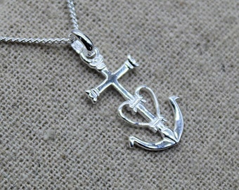 Pendentif Argent 925 Croix de Camargue Collier Croix d'Ancre, bijou Croix Provençale, Bijoux Argent fait main