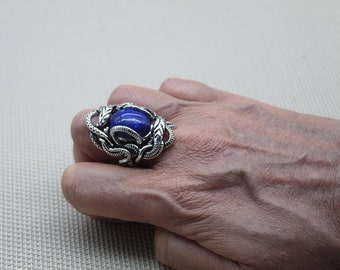 Lapis Lazuli Ring, Chunky Ring, Silver Ring, One of a Kind Ring, Blue Ring, Unusual Ring, Ethnic Ring, Atypical Ring, Lapis lazuli Jewelry