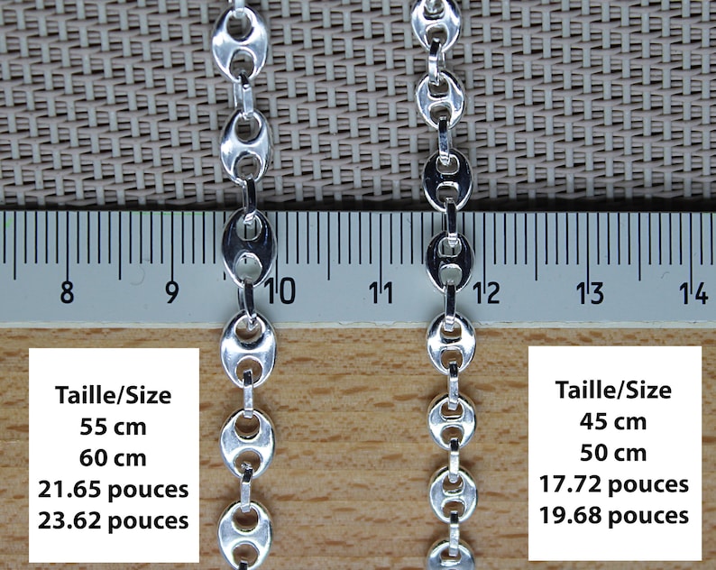 Collier Grains de Café, Chaîne Grain de Café, Chaîne Argent, Grosse Chaîne, Chaîne 45 cm, Chaîne 50 cm, Chaîne 55 cm, Chaîne 60 cm image 3