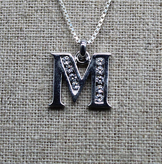 Collier Lettre M Argent 925 Zirconium | Pendentif Initial Prénom | Bijou Alphabet Cadeau Personnalisé - France