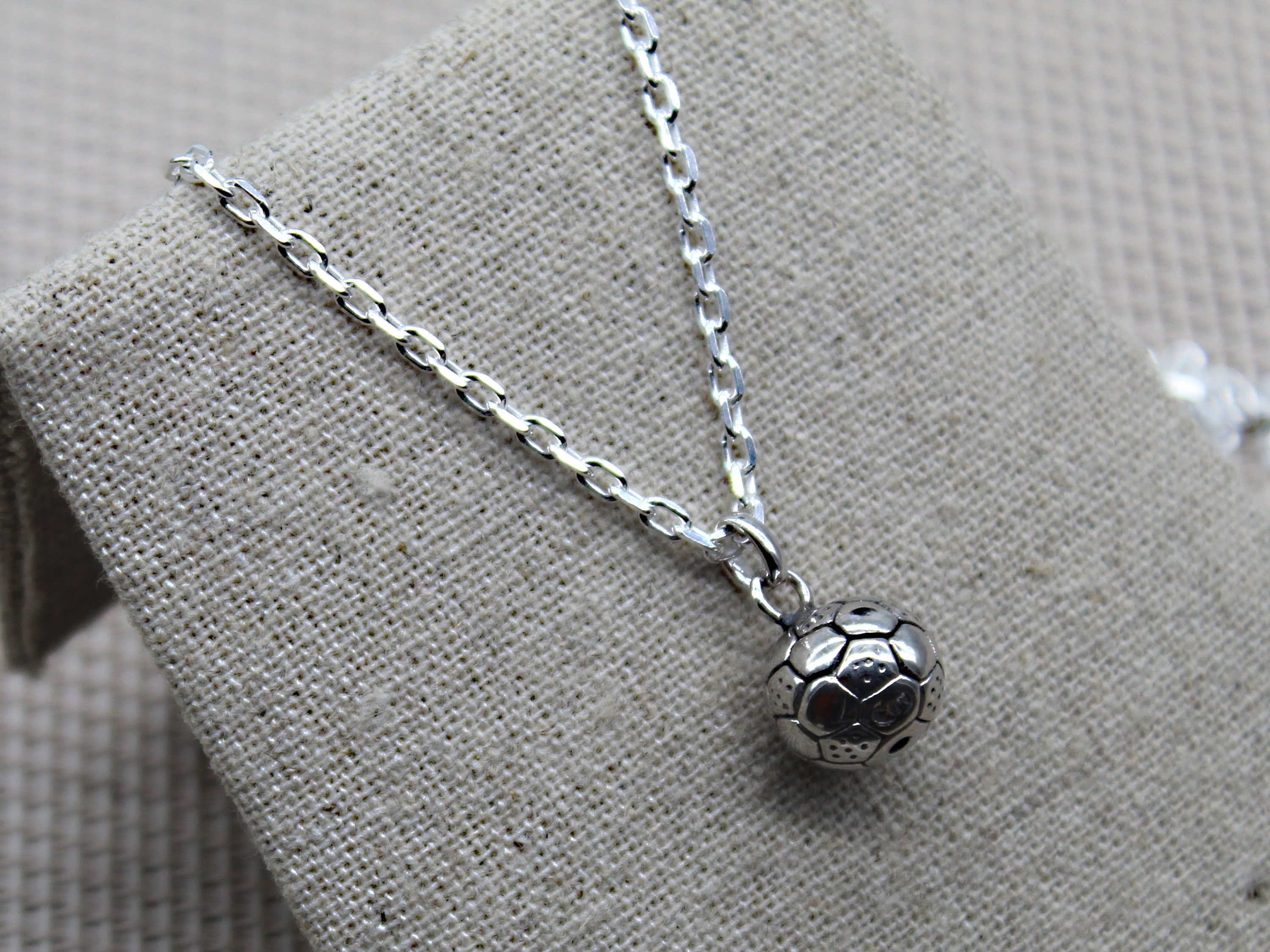Football Pendant Soccer Charm Silver 