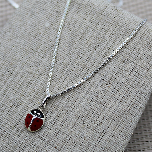 Pendentif Coccinelle, Pendentif Porte Bonheur, Pendentif Argent, Pendentif Email, Collier Porte Bonheur, Collier Coccinelle, Collier Chaîne