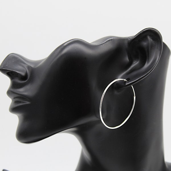 Boucles d'oreilles Créoles, Grandes Boucles d'oreilles Anneaux, Argent Sterling, Boucles d'oreilles Délicates, Boucles d'oreilles Hoops