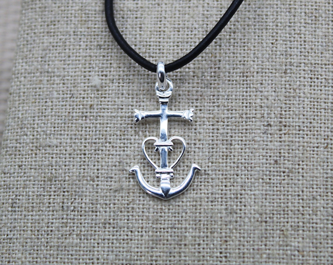 Cross Pendant, 925 Silver Pendant, Black Leather Cord, Cross Necklace