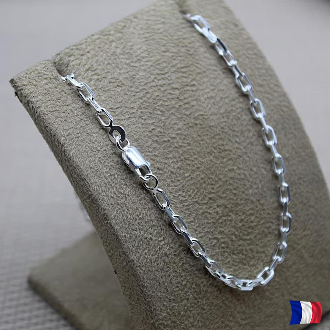 Chaîne Argent Massif 925 Maille Forçat Carrée mm – Collier