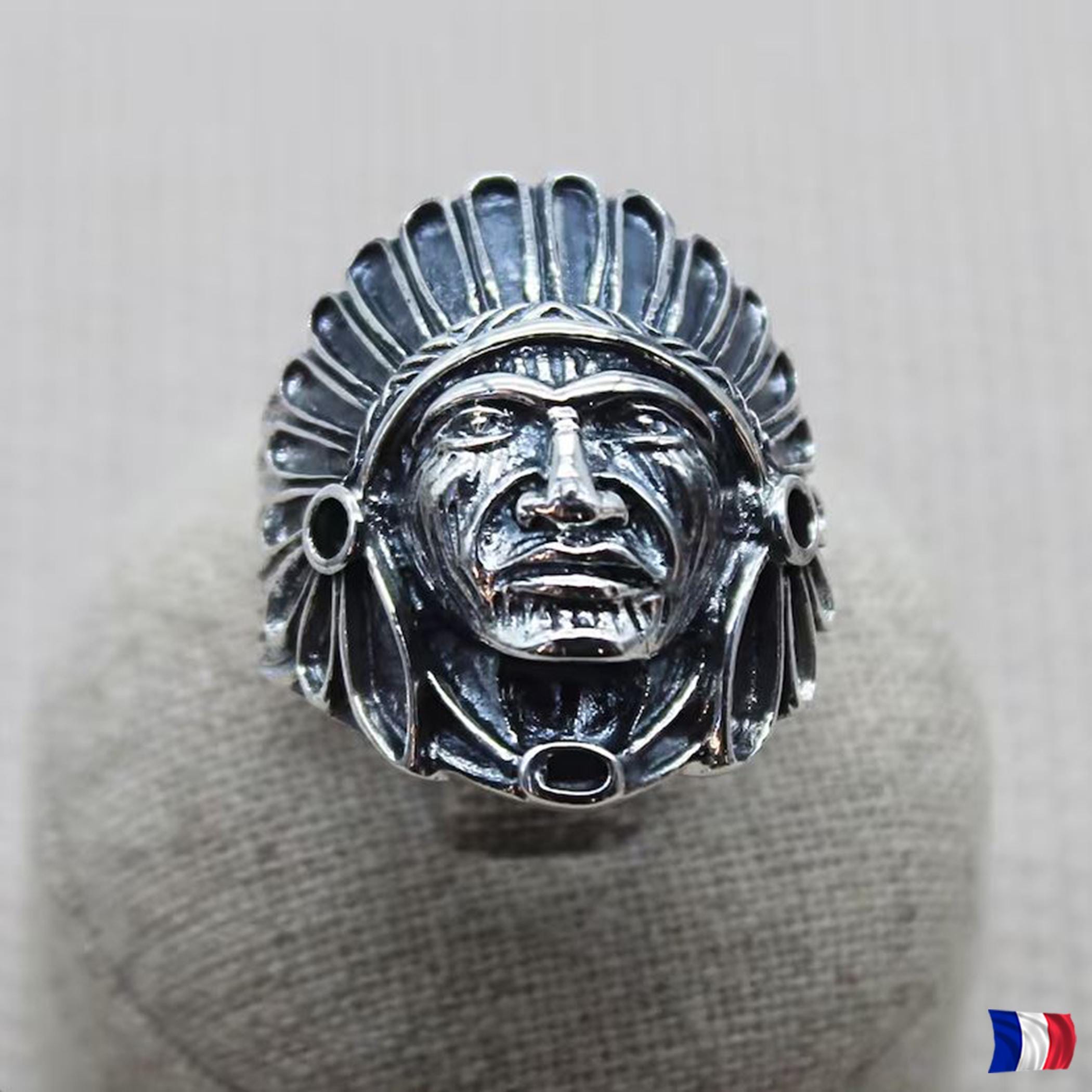 SILVER925 NATIVE AMERICAN RING/シルバー/リング 14K Gold and silver 925 Native American Chief Men's ring