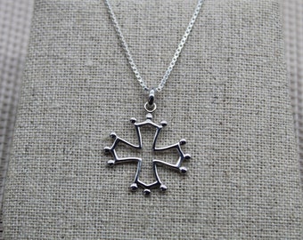 Pendentif Croix Cathare, Pendentif Argent 925, Collier Croix Occitane, Croix de Toulouse, Pendentif Chaîne, Collier Symbole, Bijoux Cathares