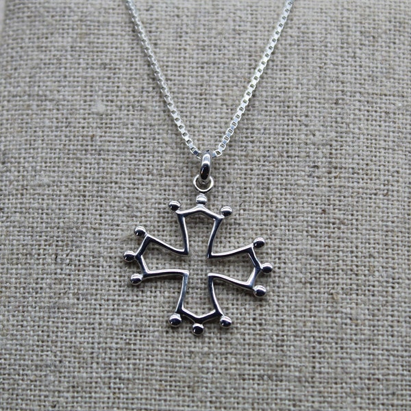 Pendentif Croix Cathare, Pendentif Argent 925, Collier Croix Occitane, Croix de Toulouse, Pendentif Chaîne, Collier Symbole, Bijoux Cathares