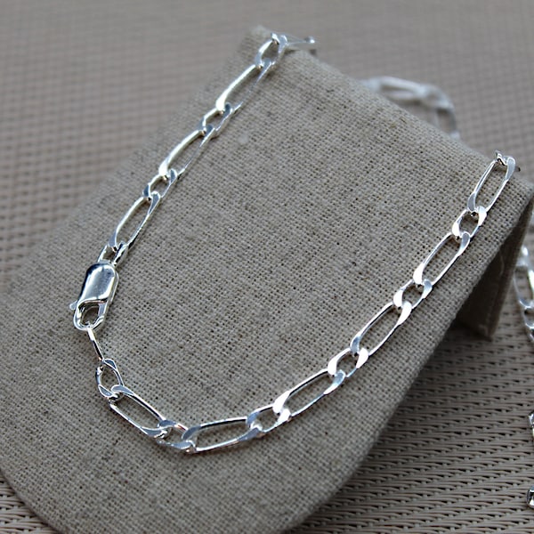 Chaîne Maille Cheval, Chaîne Argent Sterling, Collier de Chaîne Pour Homme, Chaîne de Bijoux, Chaîne de 55 cm, Chaîne 60 cm, Gros Maillons