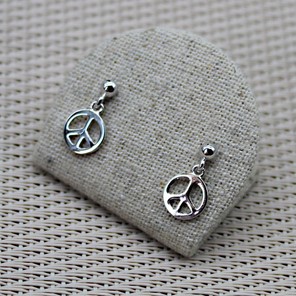 Boucles d'oreilles Argent, Symbole Peace and love (Amour et paix) , bijou style Hippie fait main