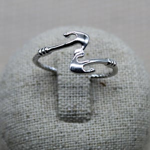 Navigation Ring, Sea Ring, Marine Anchor Jewelry, Rhodium Silver Ring, Minimalist Ring, Girlfriend Ring, Ocean Ring, Ring Without Stone