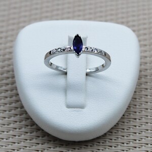 Fine 925 Silver Iolite and Cz Diamond Ring. Handmade Jewelry Minerals Silver 925 Rhodium Plated Women. Sterling Silver Water Sapphire Ring. image 2