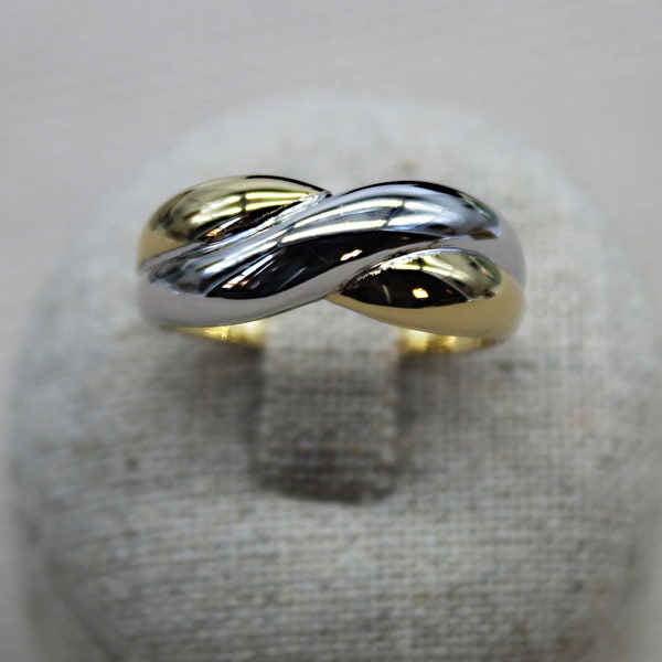 Anillo de latón, anillo chapado en oro, anillo de promesa, anillo de aniversario, anillo entrelazado, anillo fácil de usar, anillo moderno